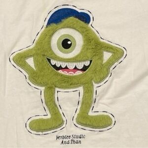 VERBALEE L white crewneck shirtsleeved tshirt plush Mike Wazowski Monsters Uni
